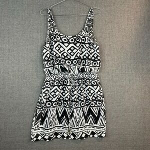 City Triangles Black White Geometric Drawstring Mini Dress Size‎ L